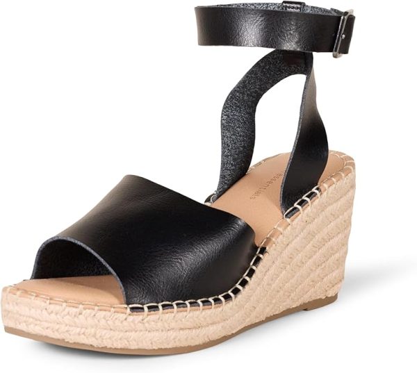 Black Women's Comfortable Wedge Espadrille Sandals - Stylish Summer Footwear
