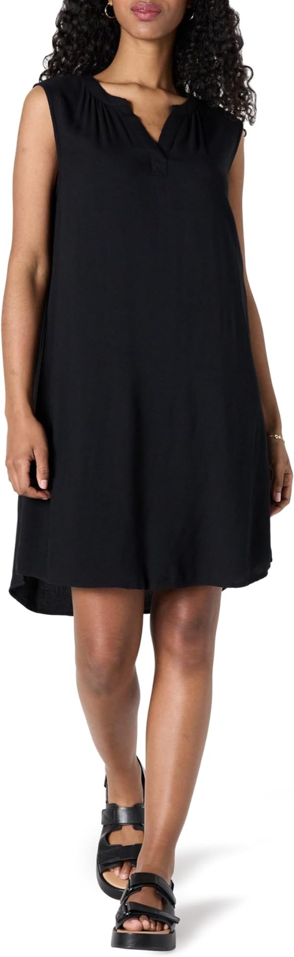 Black Sleeveless Woven Shift Dress for Women - Stylish & Comfortable