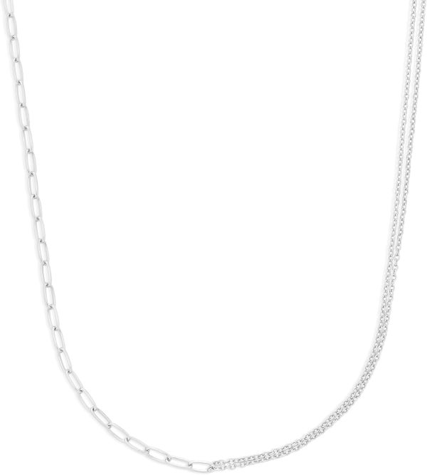 Womens Plated Paperclip and Cable Chain 18″ Jewelry Silver