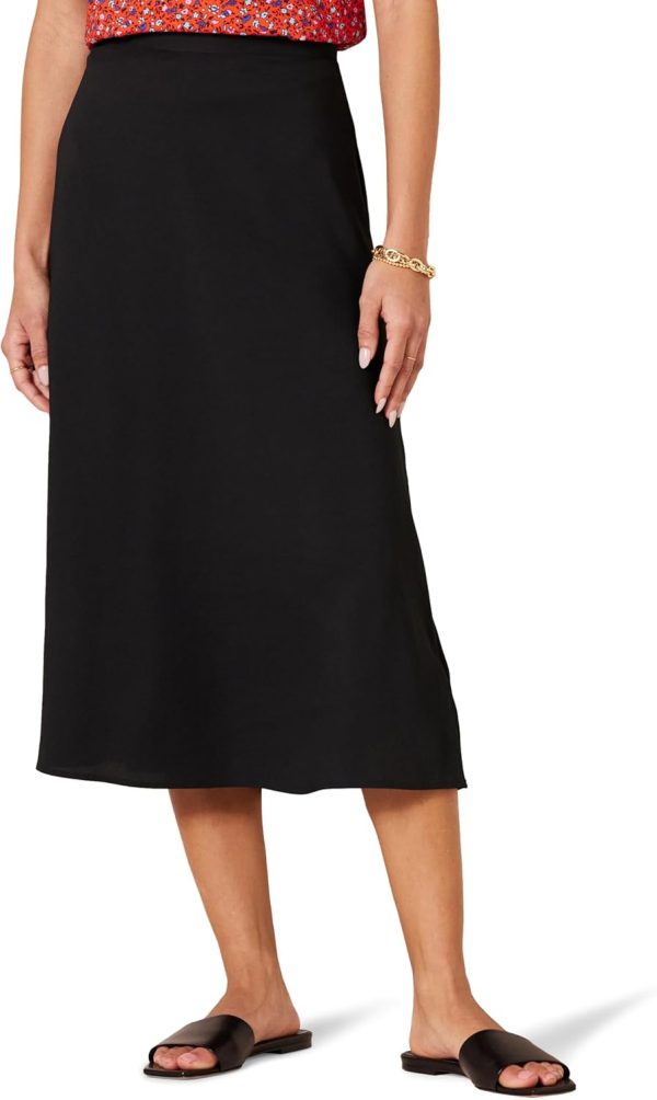 Black Women's Georgette Midi Skirt - Elegant & Flowy