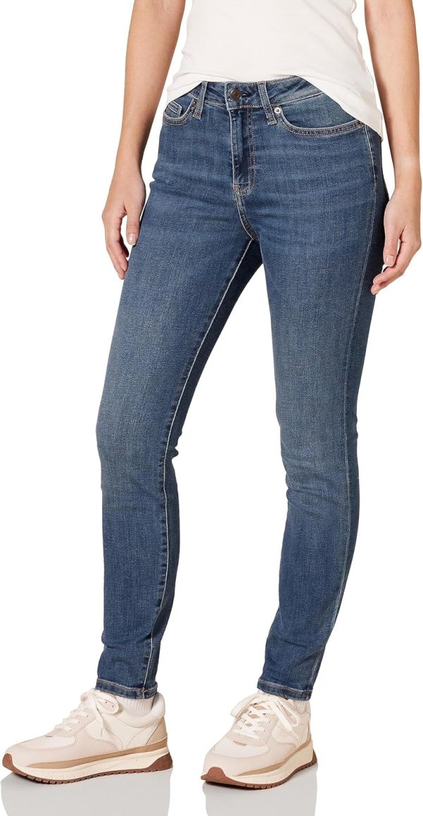 Women's High Waist Skinny Jeans - Stretchy Denim with Wash Detail
