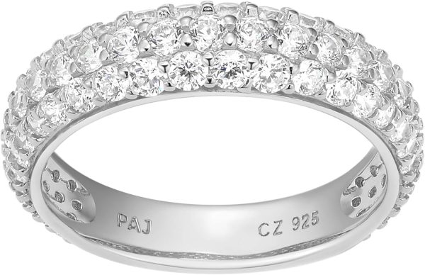 Women's Classic White Cubic Zirconia Pave Eternity Ring Sterling Silver Jewelry