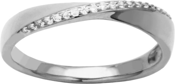 Women's Sterling Silver Cubic Zirconia Crossover Eternity Ring - White Jewelry