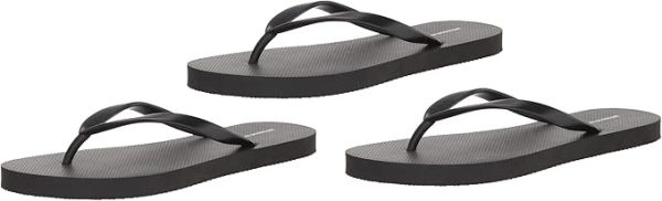 Black Flip Flops for Women - 3-Pack Comfortable Sandals
