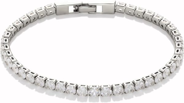 Women's Silver Cubic Zirconia Tennis Bracelet 7.5" - Elegant Jewelry
