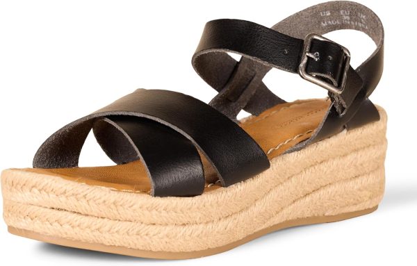 Women's Black Flatform Espadrille Sandals - Stylish Comfortable Summer Footwear
