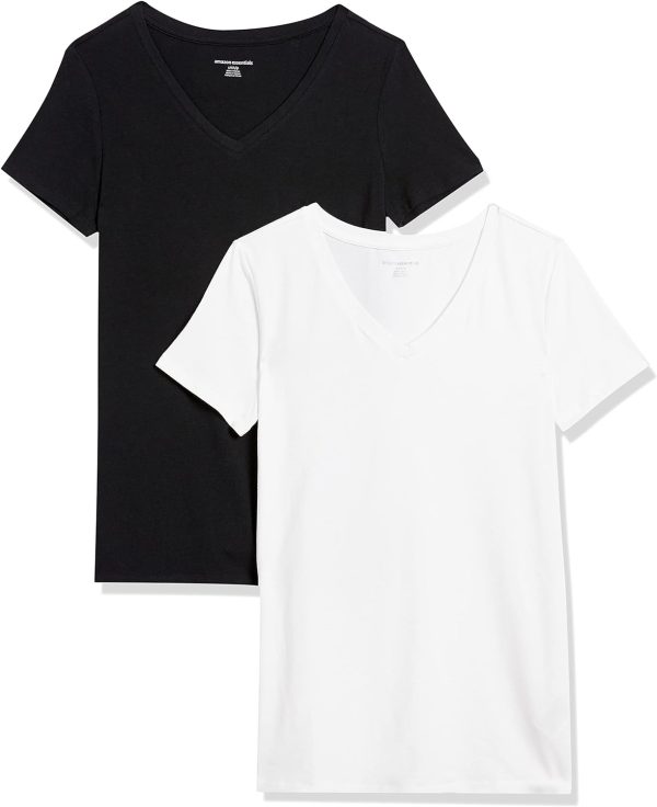 Black & White V-Neck Women's T-Shirts - Classic Fit