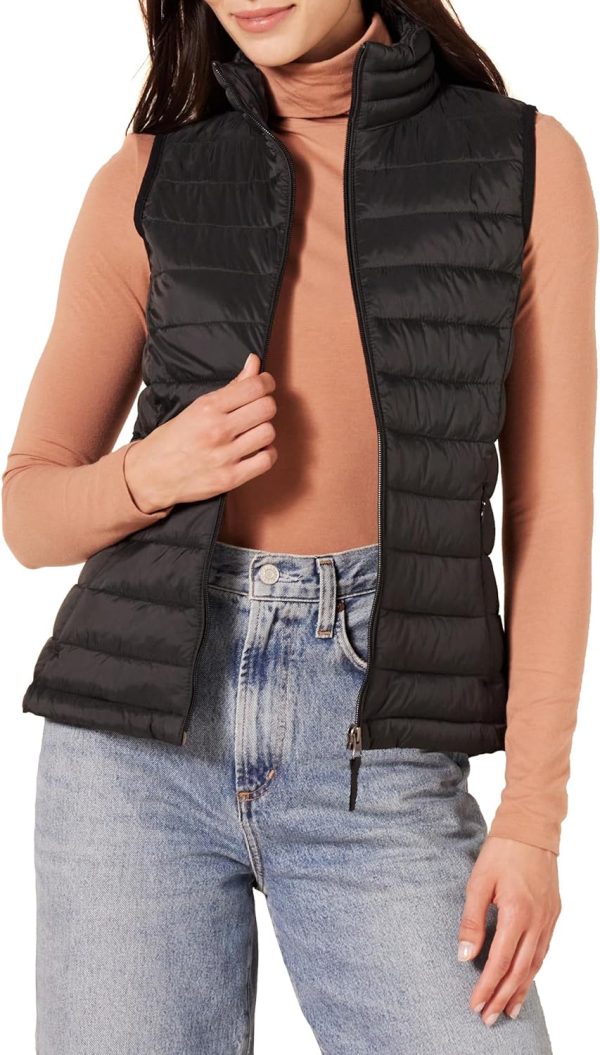 Womens Lightweight Water-Resistant Packable Puffer Vest Black