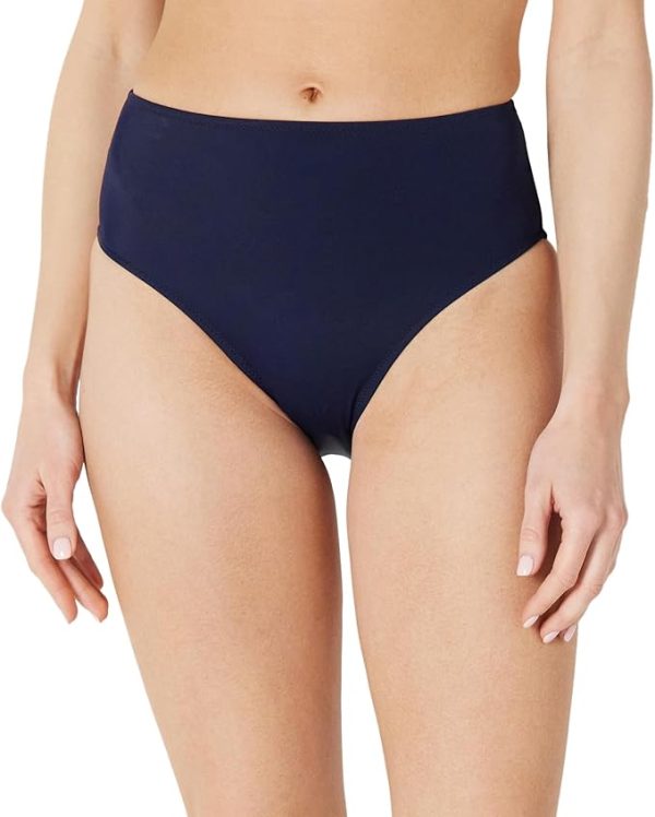Womens High Waist High Leg Bikini Swimwear Navy