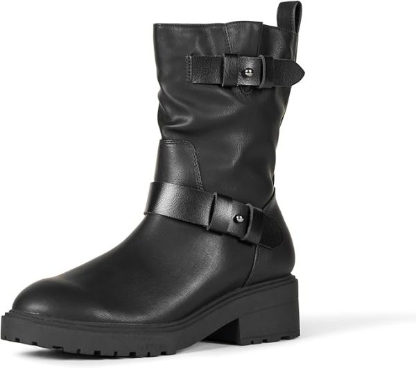 Black Women's Cropped Biker Boots - Stylish Ankle Booties for Women