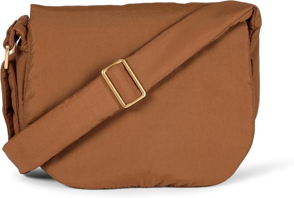 Womens Nylon Flap Bag Brown