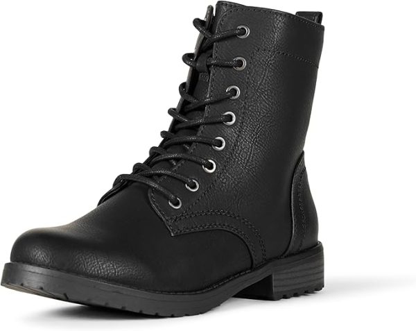 Black Women's Lace-Up Combat Boots - Stylish & Comfortable