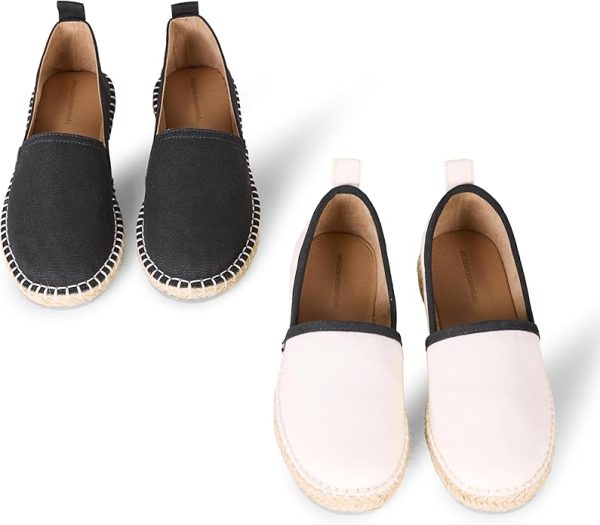 Black / Beige Espadrilles Womens Flats