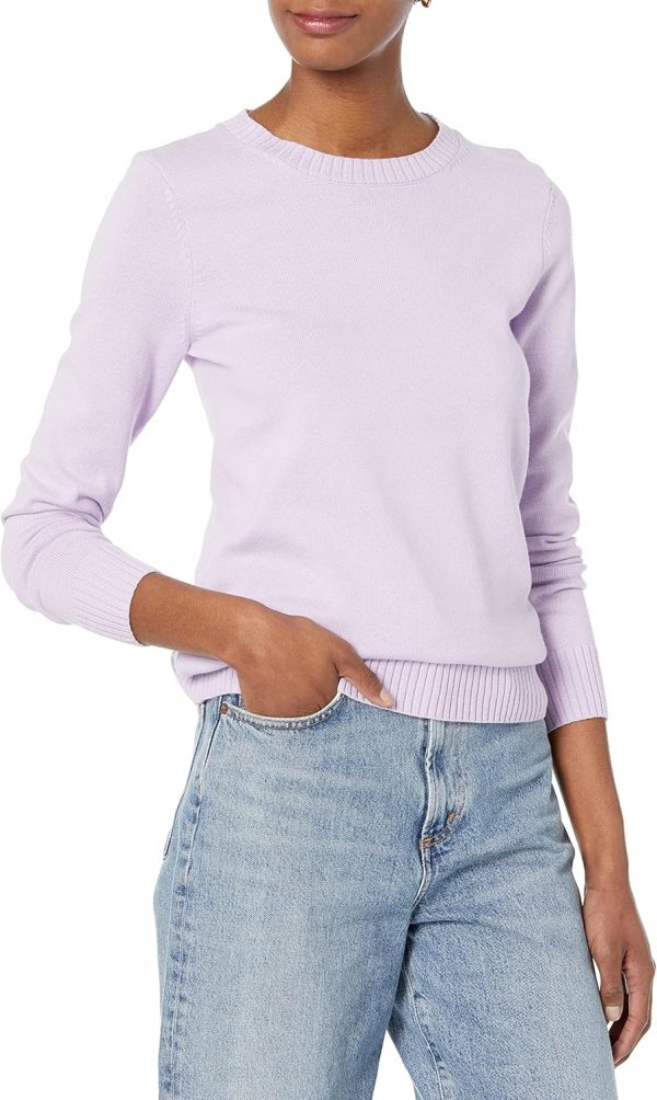 Women's Purple Crewneck Sweater - 100% Cotton Soft Knit