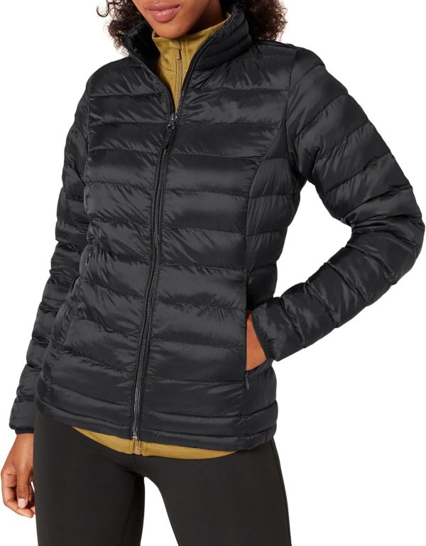 Black Lightweight Water-Resistant Packable Puffer Jacket for Women - Long Sleeve