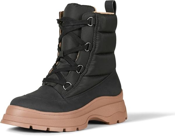 Black Women's Lace Up Puffer Boots - Stylish Winter Footwear