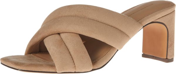 Women's Beige Heels with Crossover Padded Straps & Memory Foam Insoles for Comfort