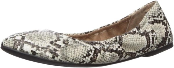 Women's Black/White Snake Skin Belice Slip-On Ballet Flats