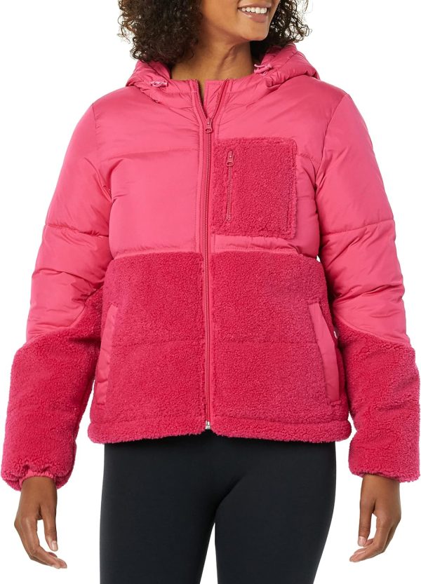 Womens Full-Zip Sherpa Fleece Jacket Pink