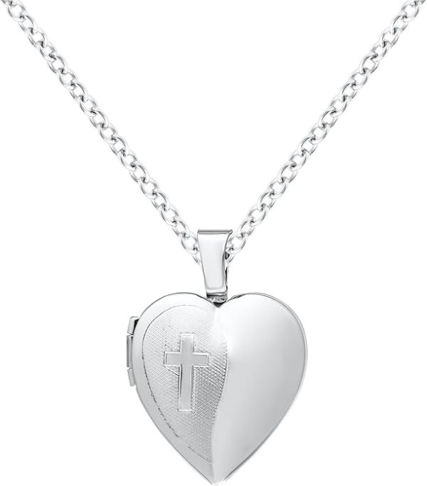 Silver Heart Shaped Polished Locket for Women - 18" Necklace Jewelry