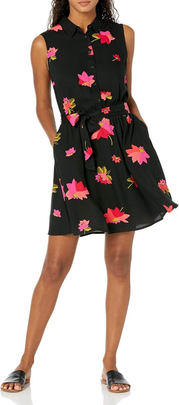 Black Pink Sleeveless Relaxed Womens Dress - Essential Hoodie Canada