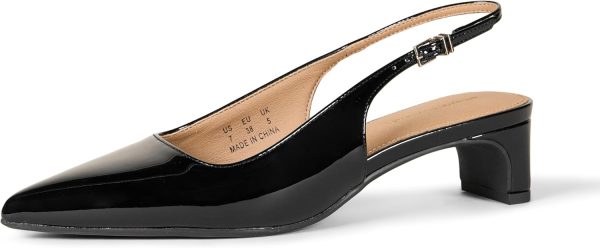 Black Women's Slingback Block Heels - Stylish & Comfortable
